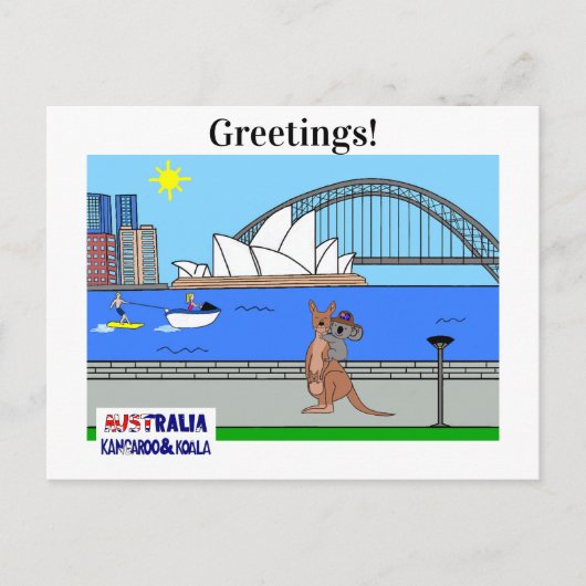 Dieren van de Wereld, Australië: Kangoeroe & Koala Feestdagenkaart (Voorkant)