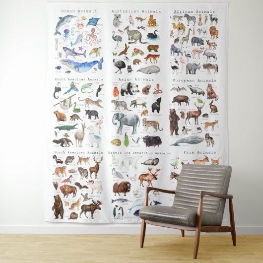 Dieren van de Wereld | Educatieve Klas Wandkleed (In situ)