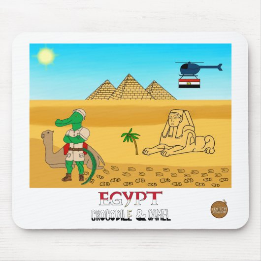 Dieren van de Wereld, Egypte: Krokodil & Kameel Muismat (Voorkant)