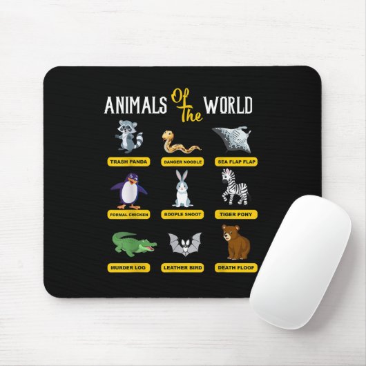 Dieren Van De Wereld Grappige Dieren Echte Namen Muismat (Met muis)