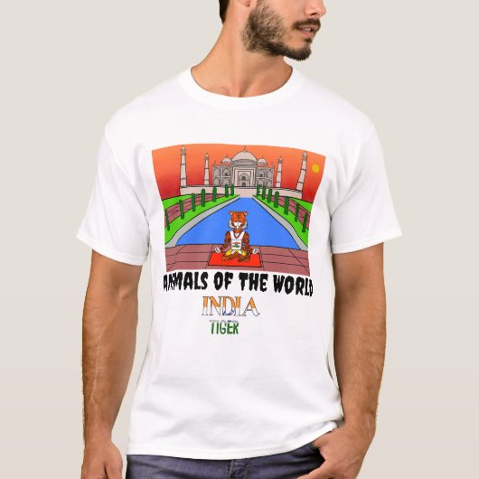 Dieren van de Wereld India Tijger Heren T-Shirt (Voorkant)