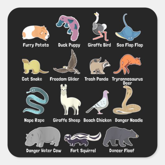dieren van de wereld - zeldzame exotische dieren - vierkante sticker (Voorkant)