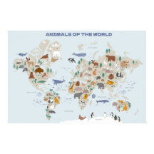 Dieren van de Wereldkaart voor de zagerij of de ka