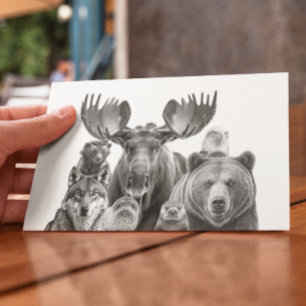 Dieren van het Beer van Alaska Portrait Moose Wolf Briefkaart