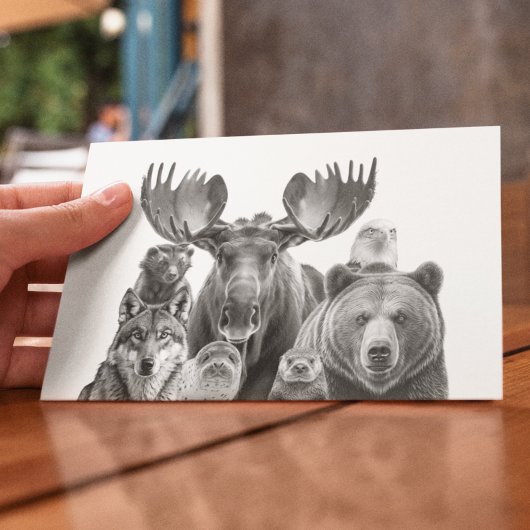 Dieren van het Beer van Alaska Portrait Moose Wolf Briefkaart