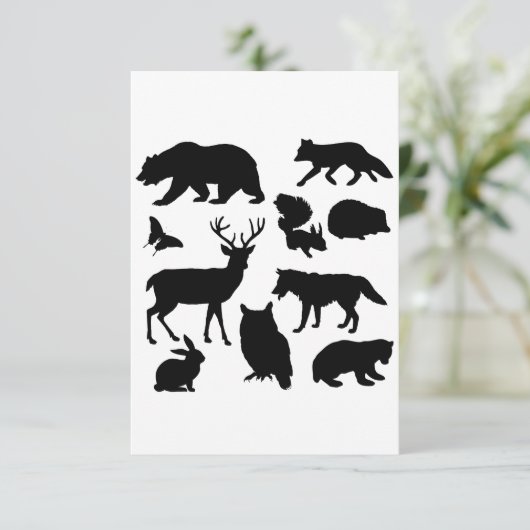 Dieren van het bos, wilde dieren bedankkaart (Staand voorkant)