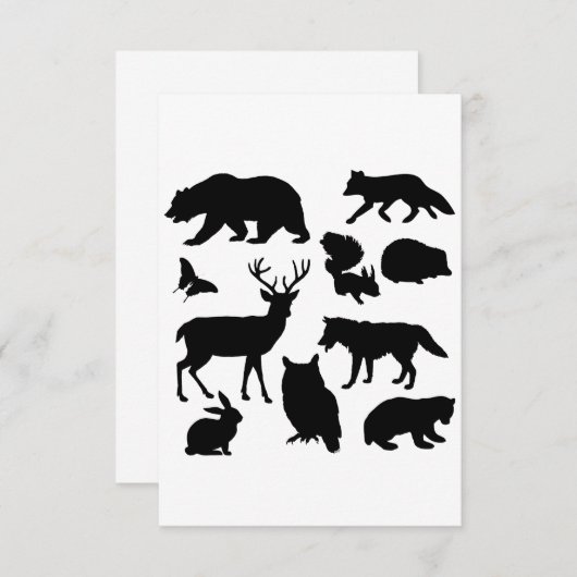 Dieren van het bos, wilde dieren bedankkaart (Voorkant / Achterkant)