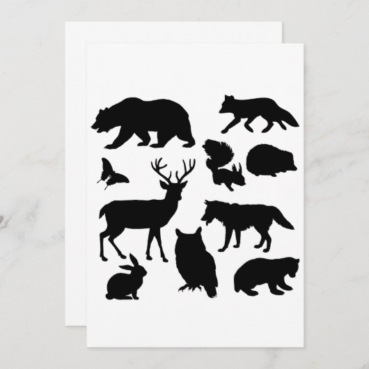 Dieren van het bos, wilde dieren bedankkaart (Voorkant / Achterkant)