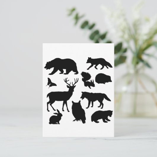 Dieren van het bos, wilde dieren briefkaart (Staand voorkant)