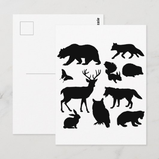 Dieren van het bos, wilde dieren briefkaart (Voorkant / Achterkant)