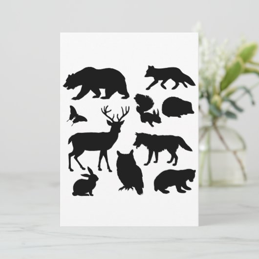 Dieren van het bos, wilde dieren feestdagenkaart (Staand voorkant)