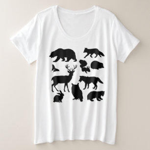 Dieren van het bos, wilde dieren grote maat t-shirt