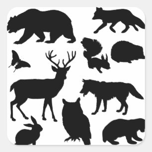 Dieren van het bos, wilde dieren vierkante sticker
