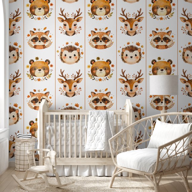 Dieren van het herfstbos behang (Kinderen)