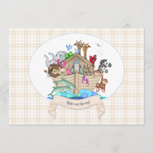 Dieren van Noah's Ark Ivoor Gingham Kaart