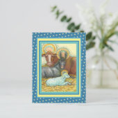 DIEREN VAN STABIEL, OX, DONKEY EN SCHAPEN BRIEFKAART (Staand voorkant)