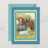 DIEREN VAN STABIEL, OX, DONKEY EN SCHAPEN BRIEFKAART (Voorkant / Achterkant)