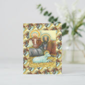 DIEREN VAN STABIEL, OX, DONKEY EN SCHAPEN BRIEFKAART (Staand voorkant)