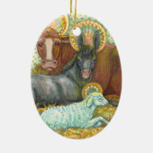 DIEREN VAN STABIEL, OX, DONKEY EN SCHAPEN KERAMISCH ORNAMENT (Achterkant)