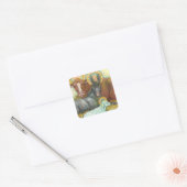 DIEREN VAN STABIEL, OX, DONKEY EN SCHAPEN VIERKANTE STICKER (Envelop)