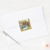 DIEREN VAN STABIEL, OX, DONKEY EN SCHAPEN VIERKANTE STICKER (Envelop)