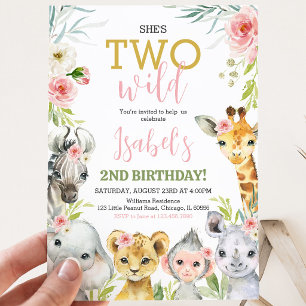 Dieren Verjaardagsfeest Florale Safari Kaart