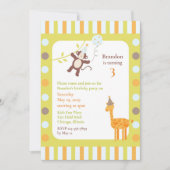 Dieren Verjaardagsfeest Platte Uitnodiging (Voorkant)