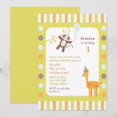 Dieren Verjaardagsfeest Platte Uitnodiging (Voorkant / Achterkant)