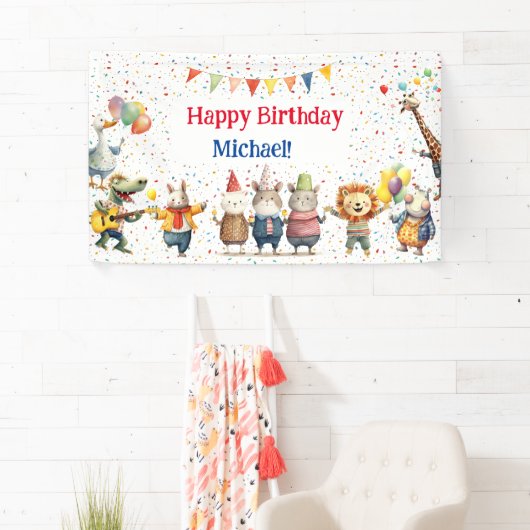 Dieren Verjaardagsfeest Spandoek (Insitu)