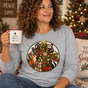 Dieren versieren kerstboom Tri-Blend shirt