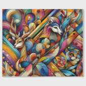 Dieren vertegenwoordigen geometrisch moderne kunst cadeaupapier (Vlak)