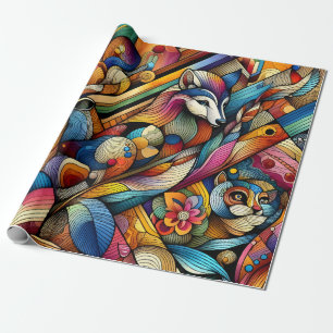 Dieren vertegenwoordigen geometrisch moderne kunst cadeaupapier