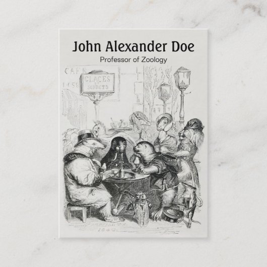 Dieren verzamelen in Paris Cafe - Funny Zoologist Visitekaartje (Voorkant)