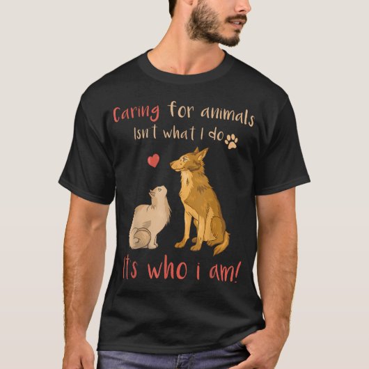 Dieren verzorgen, dat ben ik grappig t-shirt (Voorkant)