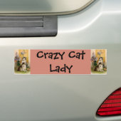  dieren, Victoriaans katten en bloemen Bumpersticker (Op auto)