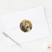  dieren, Victoriaans katten en bloemen Ronde Sticker (Envelop)
