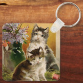  dieren, Victoriaans katten en bloemen Sleutelhanger (Achterkant)