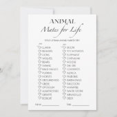 Dieren voor altijd trouwen Bruidsshower spelkaart Kaart (Voorkant)