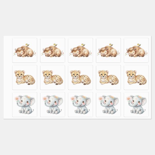 Dieren voor Babysafari Labels (Vel)