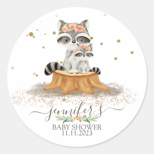 Dieren voor de Raccoon Ronde Sticker (Voorkant)