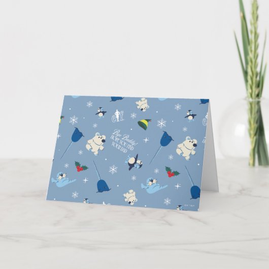 Dieren vrienden "Bye Buddy" Winter patroon Feestdagen Kaart (Voorkant)