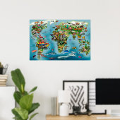 Dieren Wereldkaart HUGE Poster (Thuiskantoor)