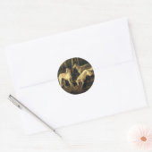  dieren, windhonden in het bos ronde sticker (Envelop)