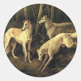  dieren, windhonden in het bos ronde sticker