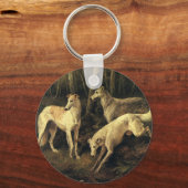 dieren, windhonden in het bos sleutelhanger (Voorkant)