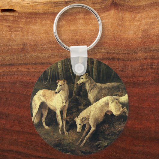  dieren, windhonden in het bos sleutelhanger (Voorkant)