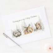 Dieren Winter Bos Kerstmis Rechthoekige Sticker (Envelop)