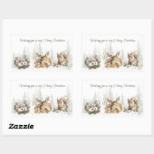 Dieren Winter Bos Kerstmis Rechthoekige Sticker (Vel)
