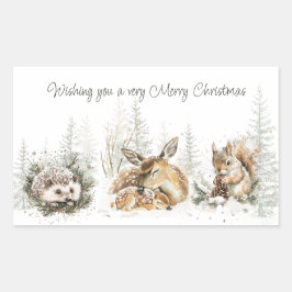 Dieren Winter Bos Kerstmis Rechthoekige Sticker