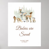 Dieren Woodland Baby's zijn Sweet Sign Poster (Voorkant)